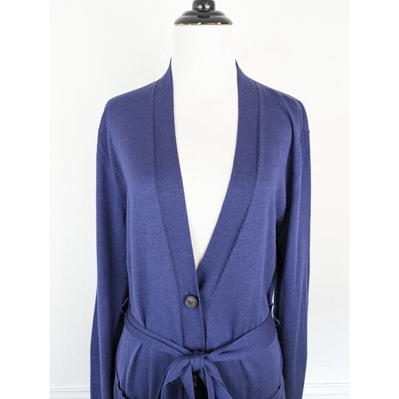 Piazza Sempione Cardigan Sweater Wool Silk Long Knit Fall Winter Blue Size S - Picture 3 of 11